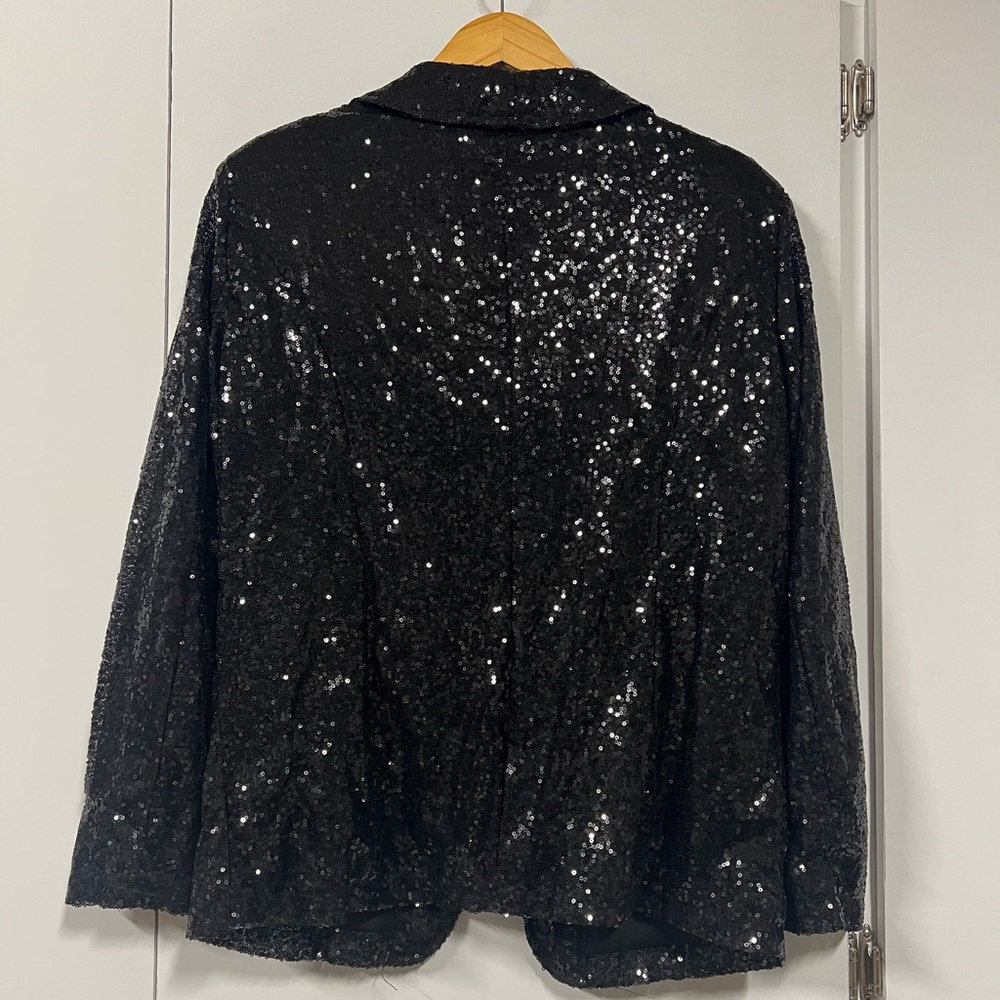 New - L&B Shimmering Black Sequin Blazer - Picture 3 of 6